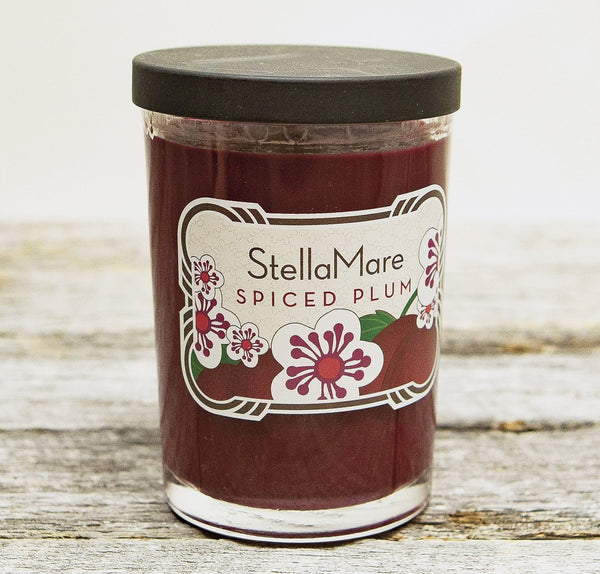 Stella Mare Spiced Plum is a perennial favorite. This unforgettable Spiced Plum fragrance combines the rich, heady perfume of dark, ripe, late summer plums with a holiday spiciness. The color and scent of Spiced Plum is a rich addition to any room or table throughout the year but especially around harvest and the holidays.  100% Lead Free Cotton Wick, vegan and cruelty free, Hand poured in Portland Oregon in the great Pacific Northwest. 